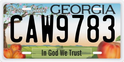 GA license plate CAW9783