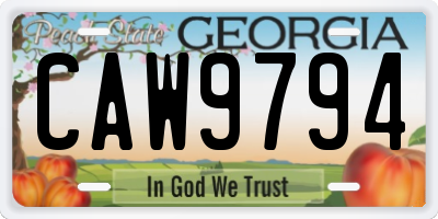 GA license plate CAW9794
