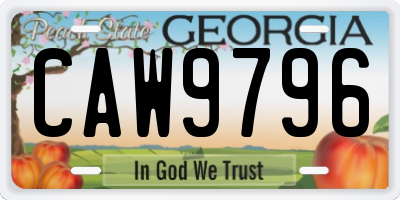 GA license plate CAW9796