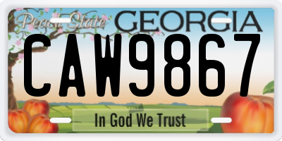 GA license plate CAW9867