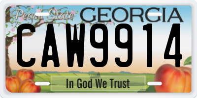 GA license plate CAW9914