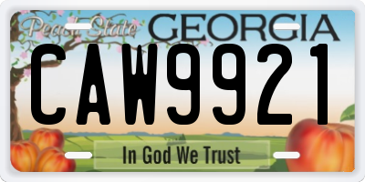 GA license plate CAW9921