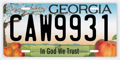 GA license plate CAW9931