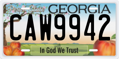 GA license plate CAW9942