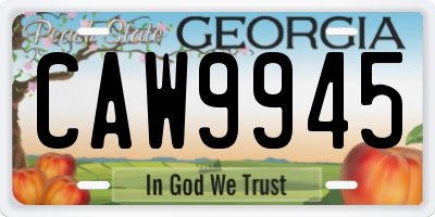 GA license plate CAW9945