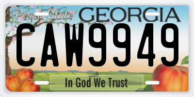 GA license plate CAW9949