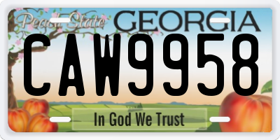 GA license plate CAW9958