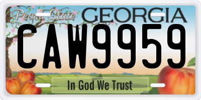 GA license plate CAW9959