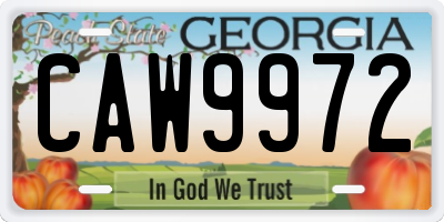 GA license plate CAW9972