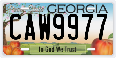 GA license plate CAW9977
