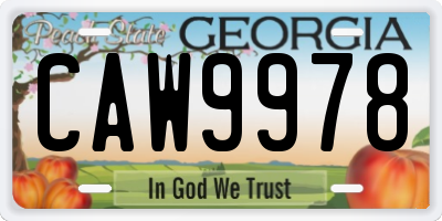 GA license plate CAW9978