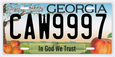 GA license plate CAW9997