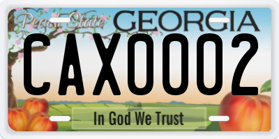 GA license plate CAX0002