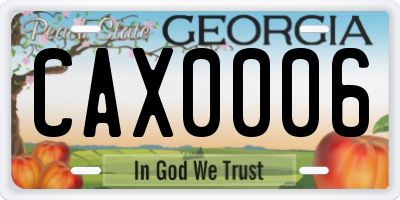 GA license plate CAX0006
