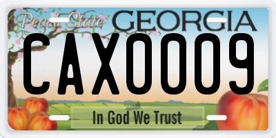 GA license plate CAX0009