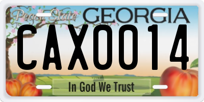GA license plate CAX0014