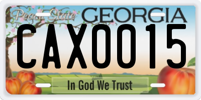 GA license plate CAX0015