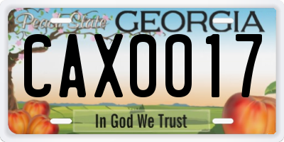 GA license plate CAX0017