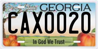 GA license plate CAX0020