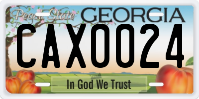 GA license plate CAX0024