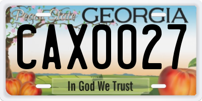 GA license plate CAX0027