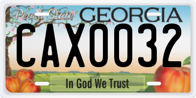 GA license plate CAX0032