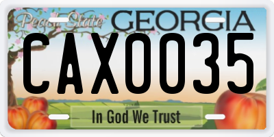 GA license plate CAX0035