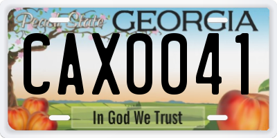 GA license plate CAX0041