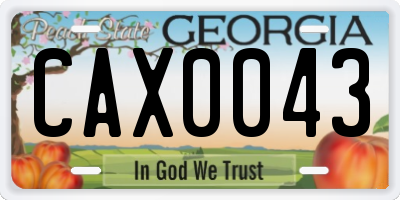 GA license plate CAX0043