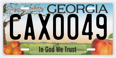GA license plate CAX0049