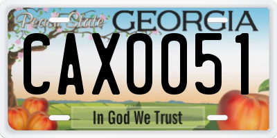 GA license plate CAX0051