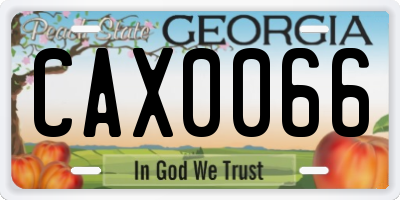GA license plate CAX0066