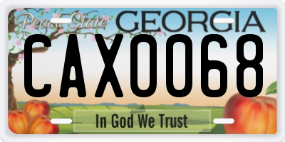 GA license plate CAX0068