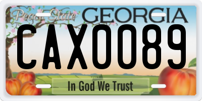 GA license plate CAX0089
