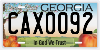 GA license plate CAX0092