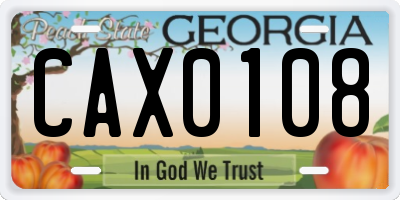 GA license plate CAX0108
