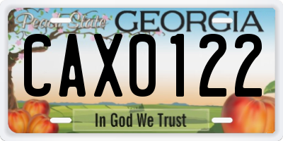 GA license plate CAX0122