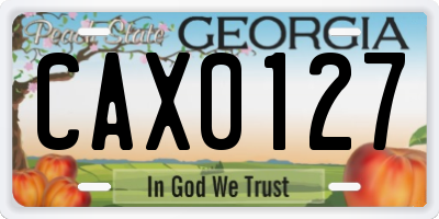 GA license plate CAX0127