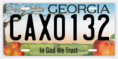 GA license plate CAX0132