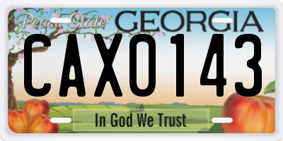 GA license plate CAX0143