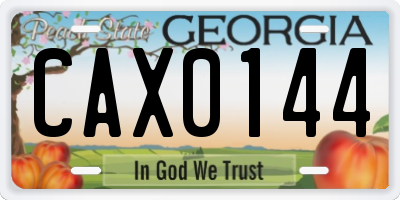 GA license plate CAX0144