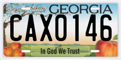 GA license plate CAX0146