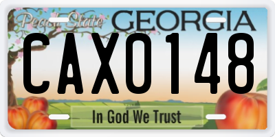 GA license plate CAX0148