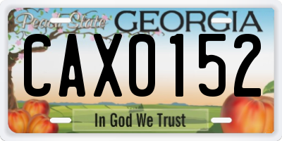 GA license plate CAX0152