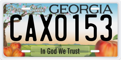 GA license plate CAX0153