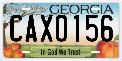 GA license plate CAX0156