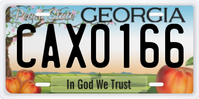 GA license plate CAX0166