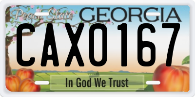 GA license plate CAX0167