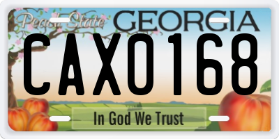 GA license plate CAX0168