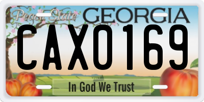 GA license plate CAX0169